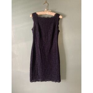 Adrainna Papell navy blue lacy sleeveless lined dress size 6